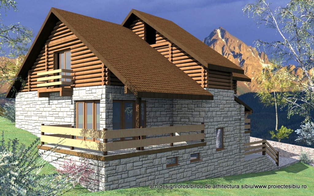 Casă cu mansardă - Casa Montana - exterior lateral spate